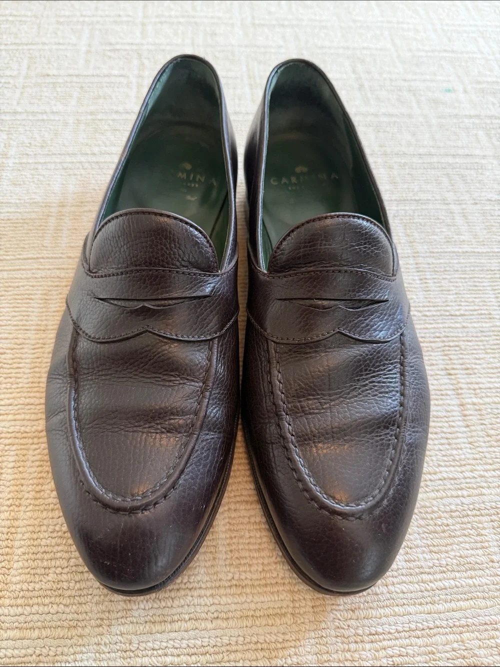 Carmina Men's Classic Penny Loafers in Dark Brown